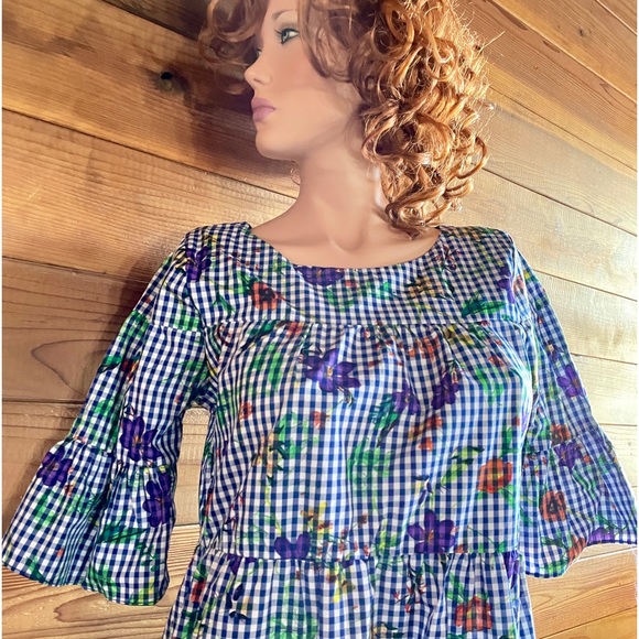 NWT $175 ROMEO & JULIET COUTURE Gingham & Floral Print DRESS Size Medium - Picture 11 of 16